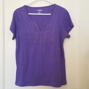 St. Johns Bay purple knit top embroidered PL